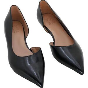 Naturalizer Gallent Pointed Toe Kitten Heel Pumps Black Women US 7W EU 37